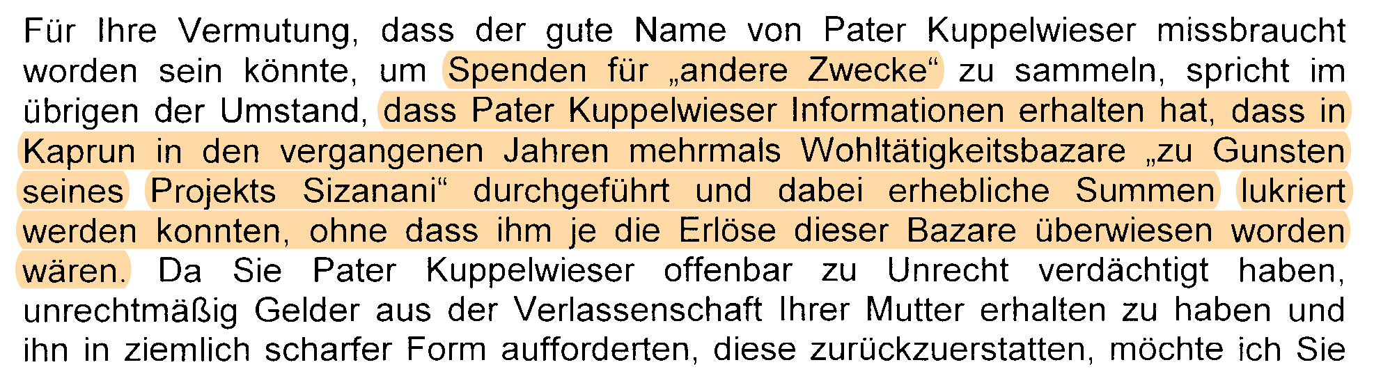 Bestätigung Spenden-Betrug Barbara Hischbäck, geb. Mayer-Rieckh HUMANIC