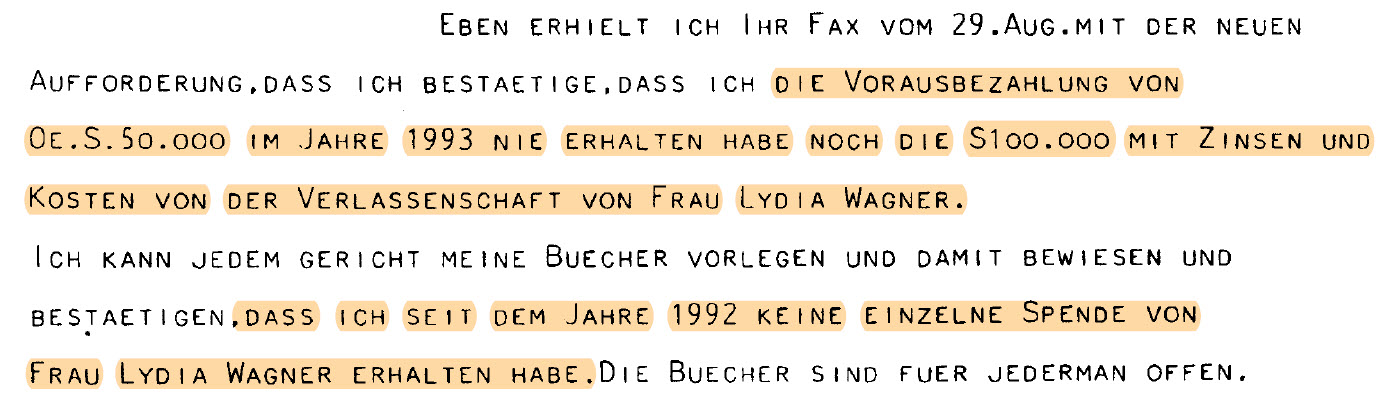 Bestätigung Spenden-Betrug Barbara Hischbäck, geb. Mayer-Rieckh HUMANIC