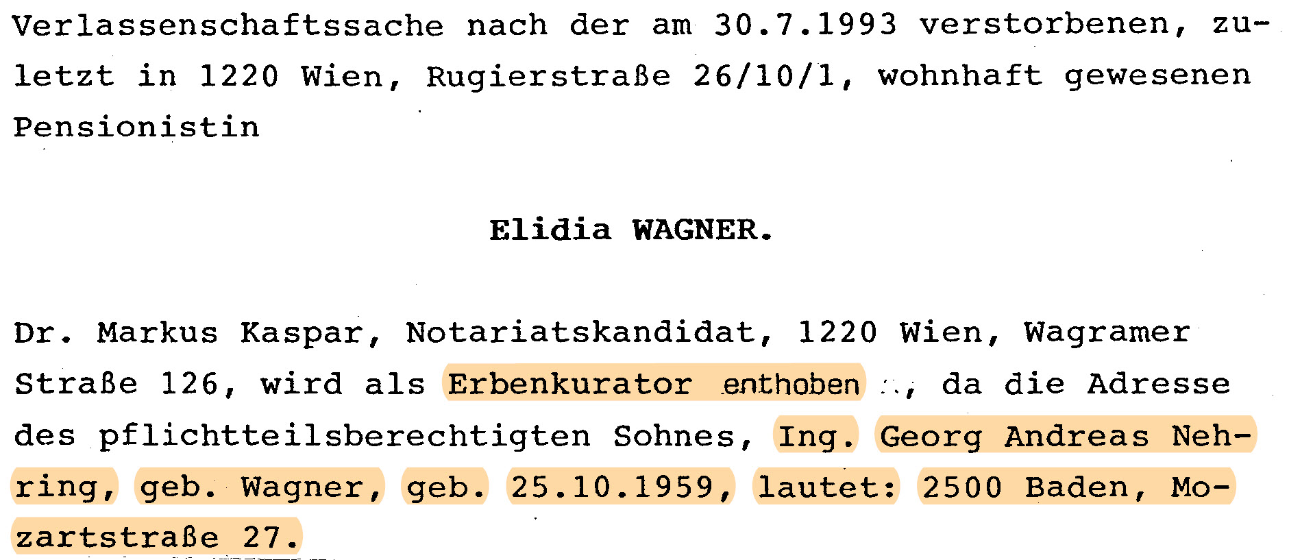 Verbrechens-Opfer: Bauring Wien Direktor Dr. jur. Hanns Wagner